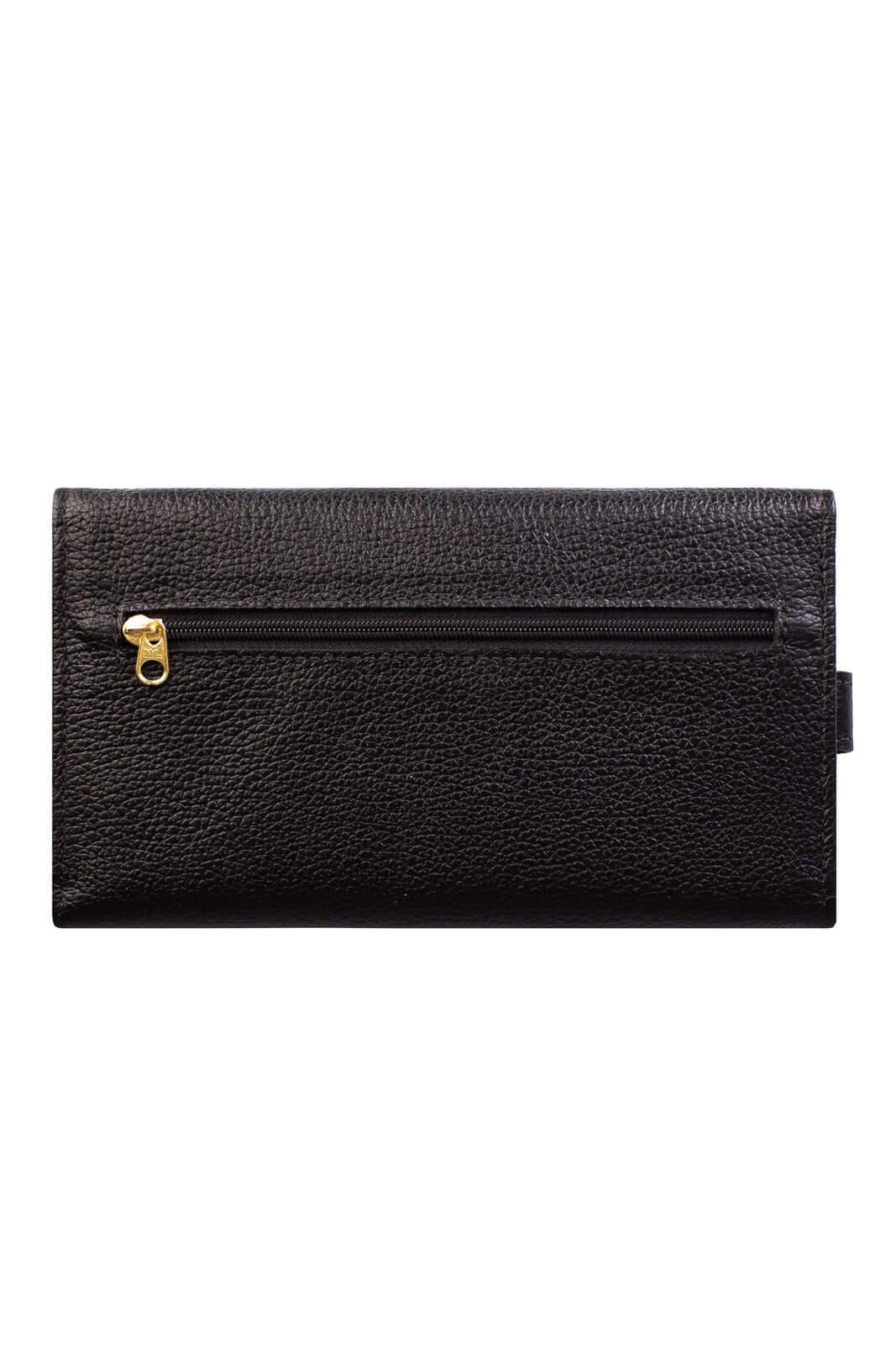 Carteira feminina de couro liso Clara 10,5x19cm - Enluaze