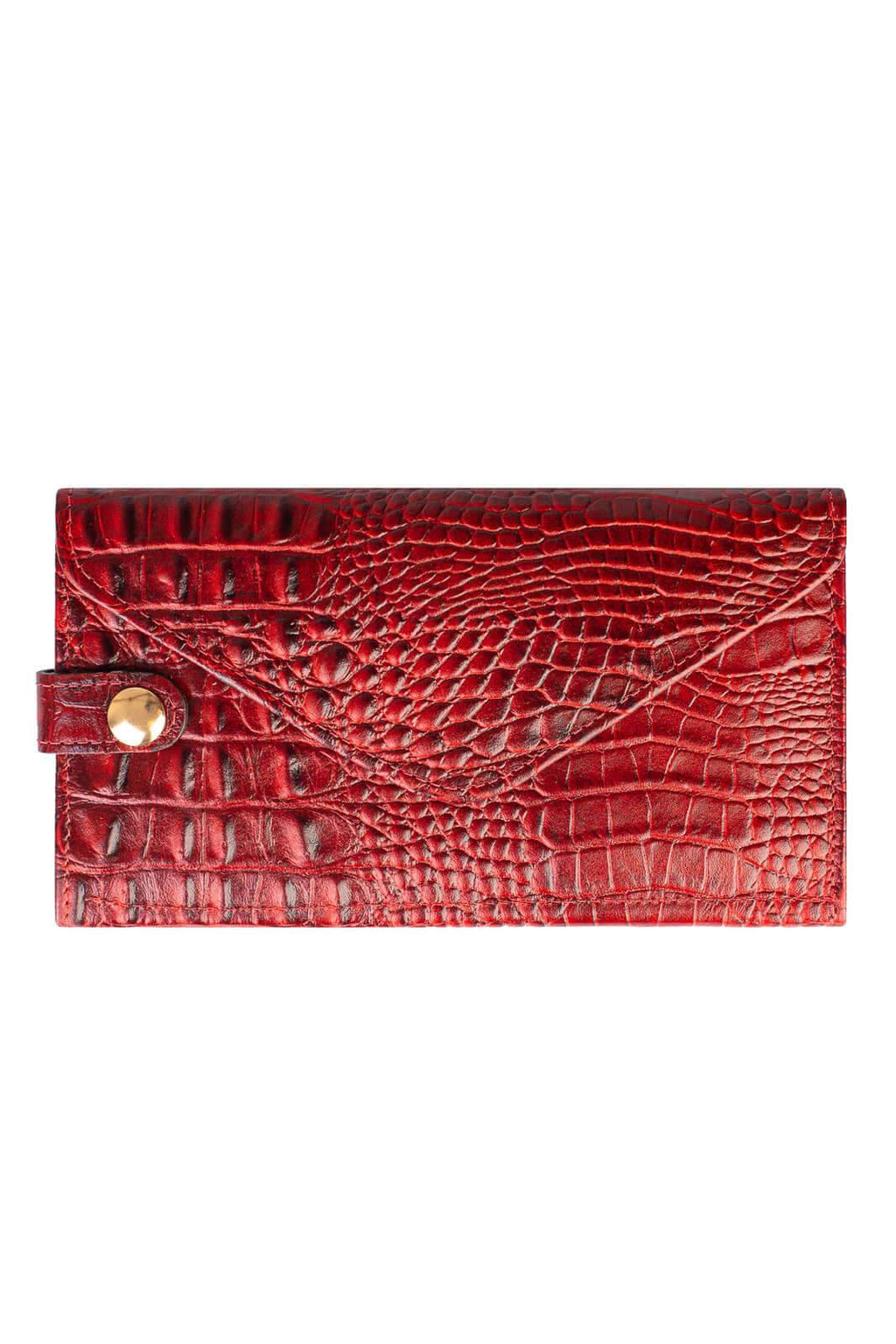 Carteira feminina de couro croco Clara 10,5x19cm - Enluaze