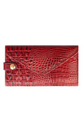 Carteira feminina de couro croco Clara 10,5x19cm - Enluaze