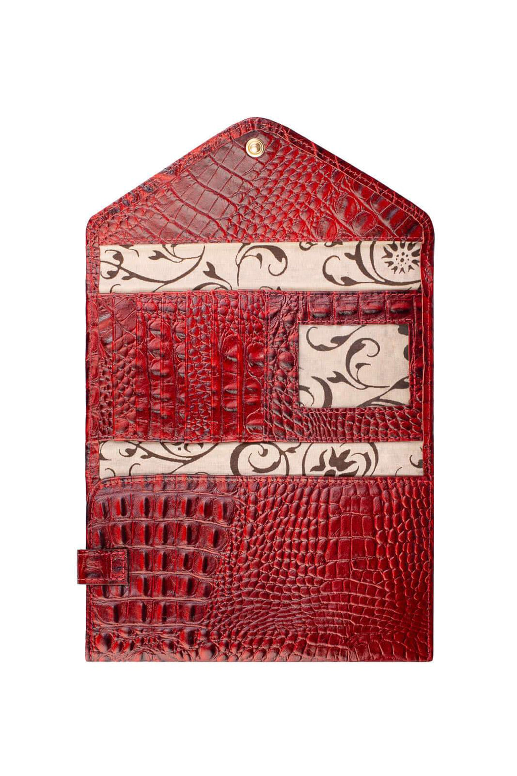 Carteira feminina de couro croco Clara 10,5x19cm - Enluaze