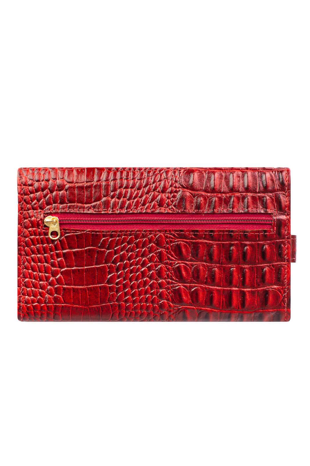 Carteira feminina de couro croco Clara 10,5x19cm - Enluaze