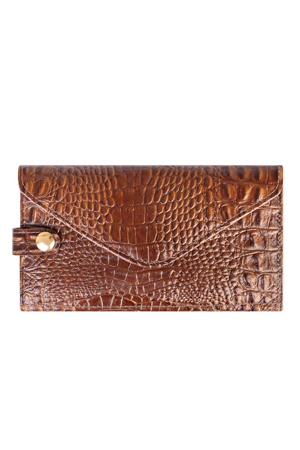 Carteira feminina de couro croco Clara 10,5x19cm - Enluaze