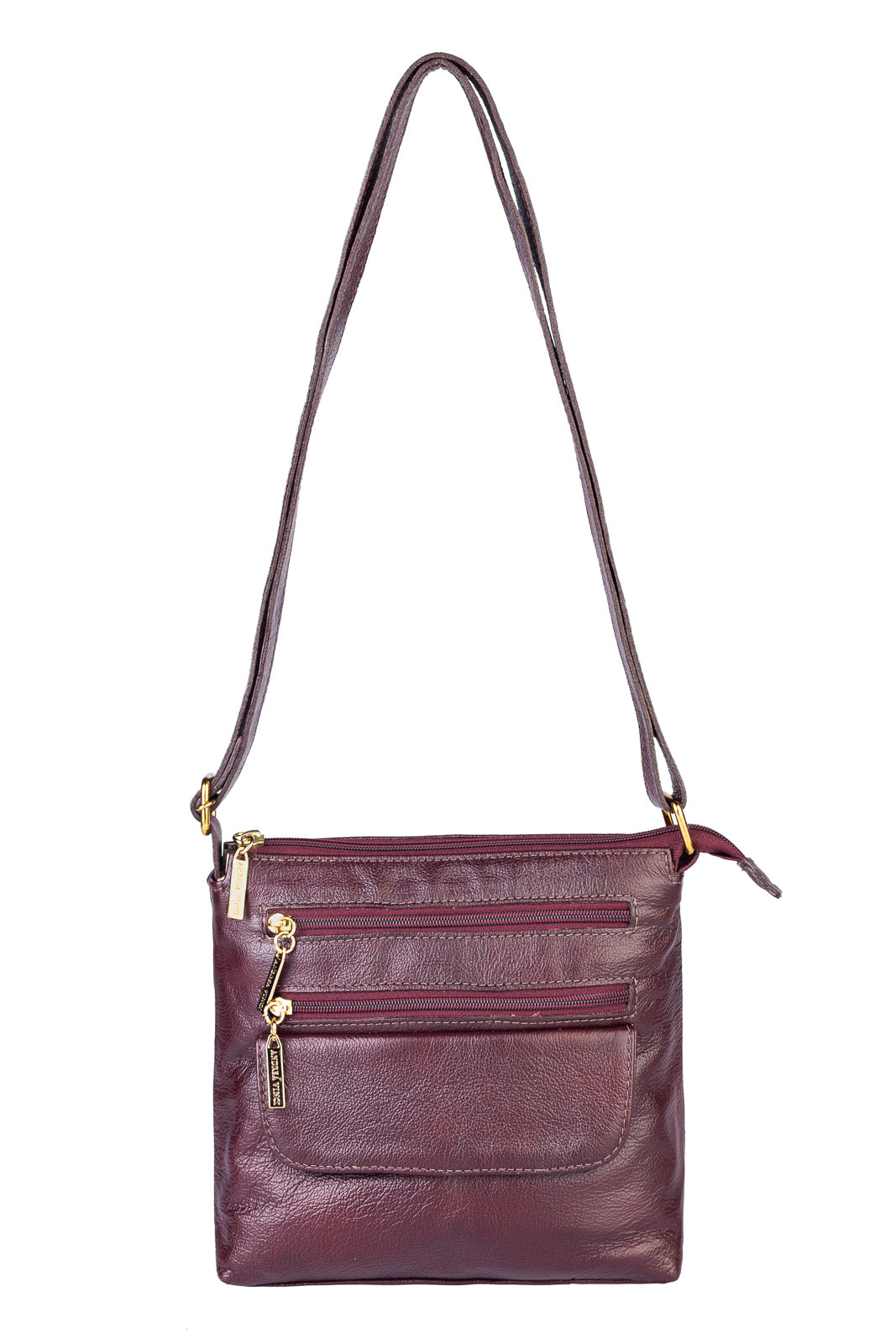 Bolsa transversal de couro liso Maura - Enluaze