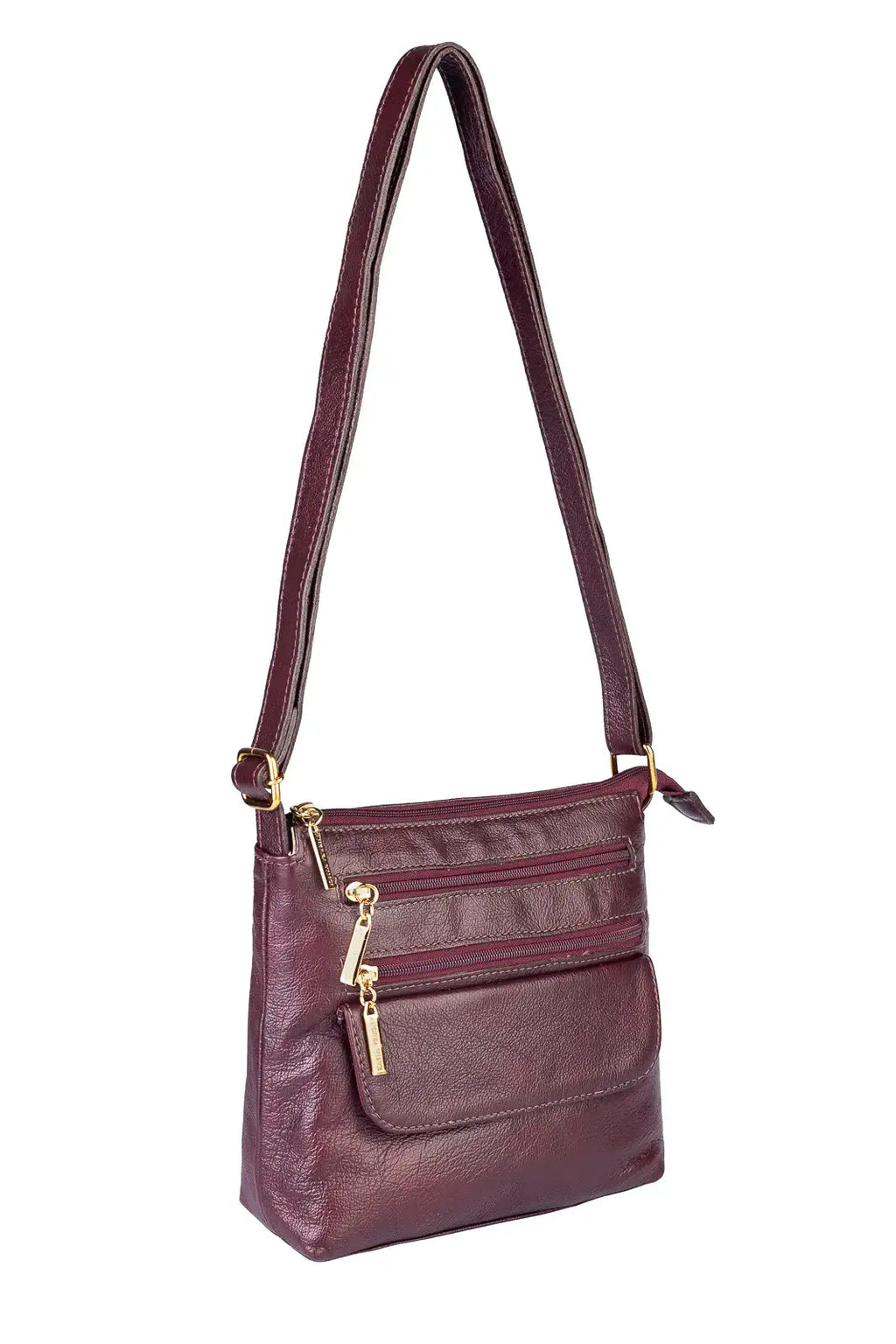 Bolsa transversal de couro liso Maura - Enluaze