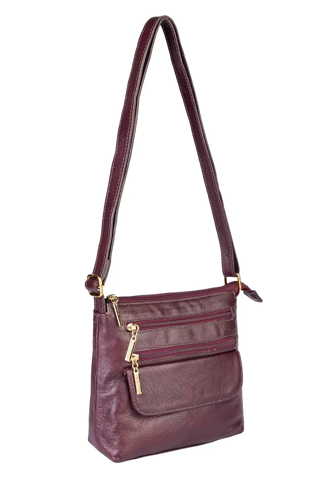 Bolsa transversal de couro liso Maura - Enluaze