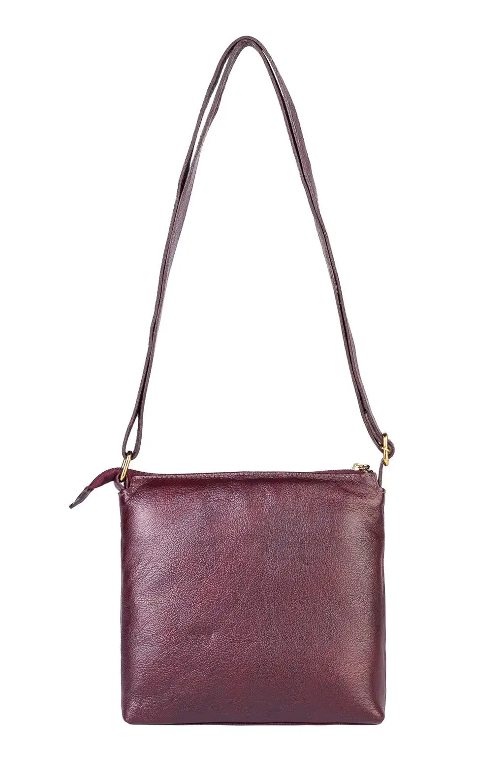 Bolsa transversal de couro liso Maura - Enluaze