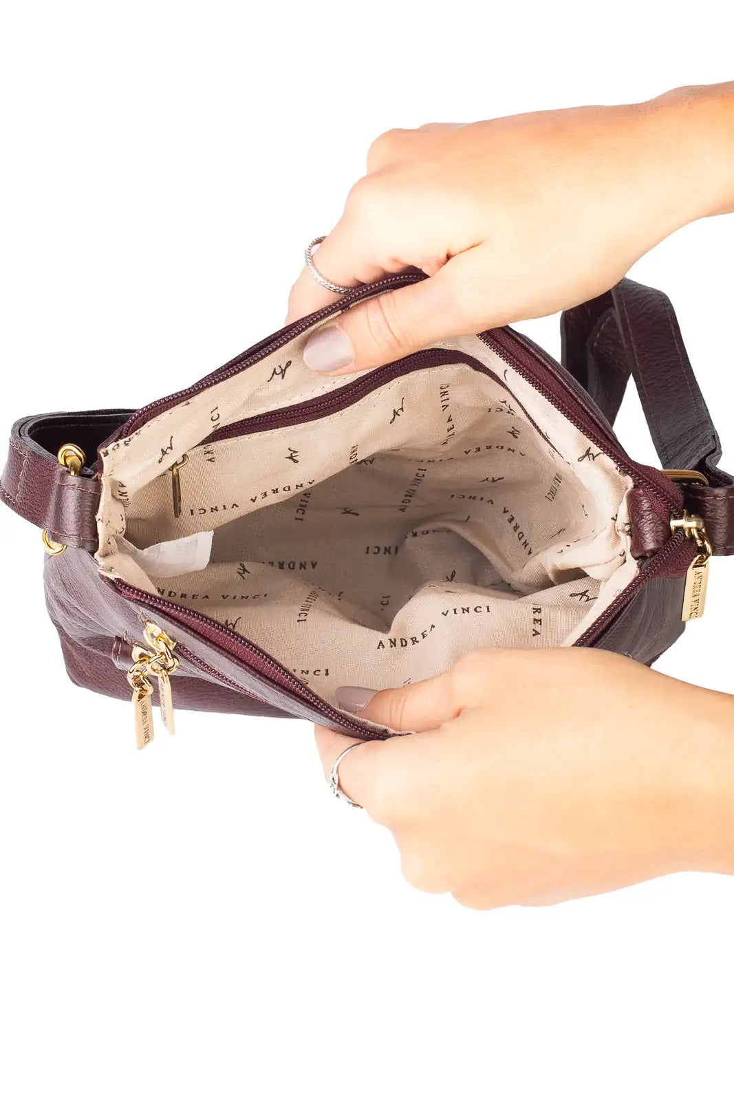 Bolsa transversal de couro liso Maura - Enluaze