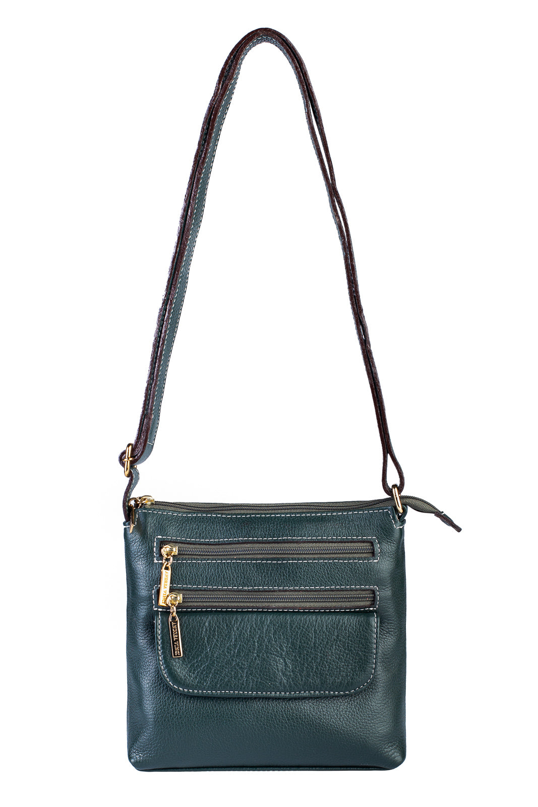 Bolsa transversal de couro liso Maura - Enluaze