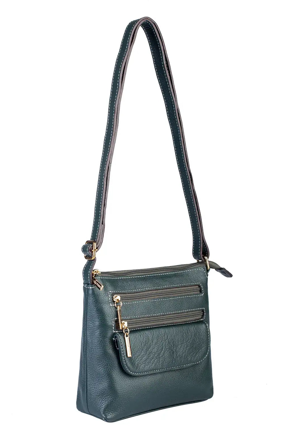 Bolsa transversal de couro liso Maura - Enluaze