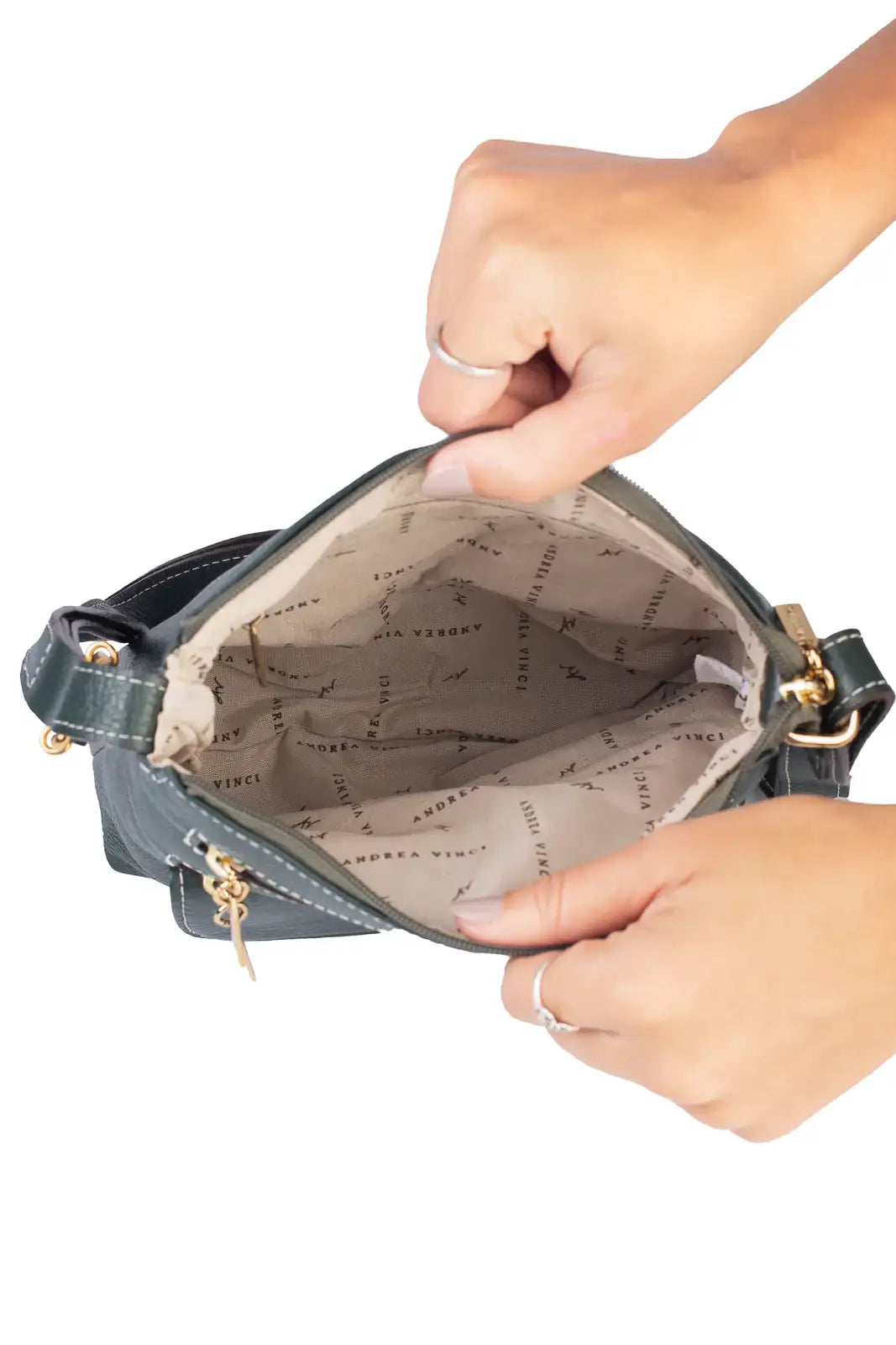 Bolsa transversal de couro liso Maura - Enluaze