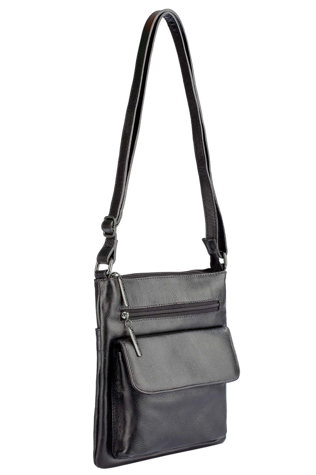 Bolsa pequena transversal de couro liso metais grafite Alana - Enluaze