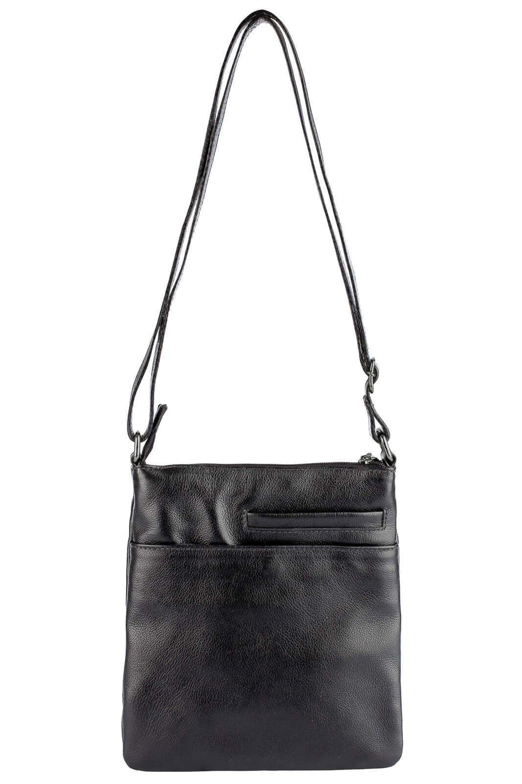 Bolsa pequena transversal de couro liso metais grafite Alana - Enluaze