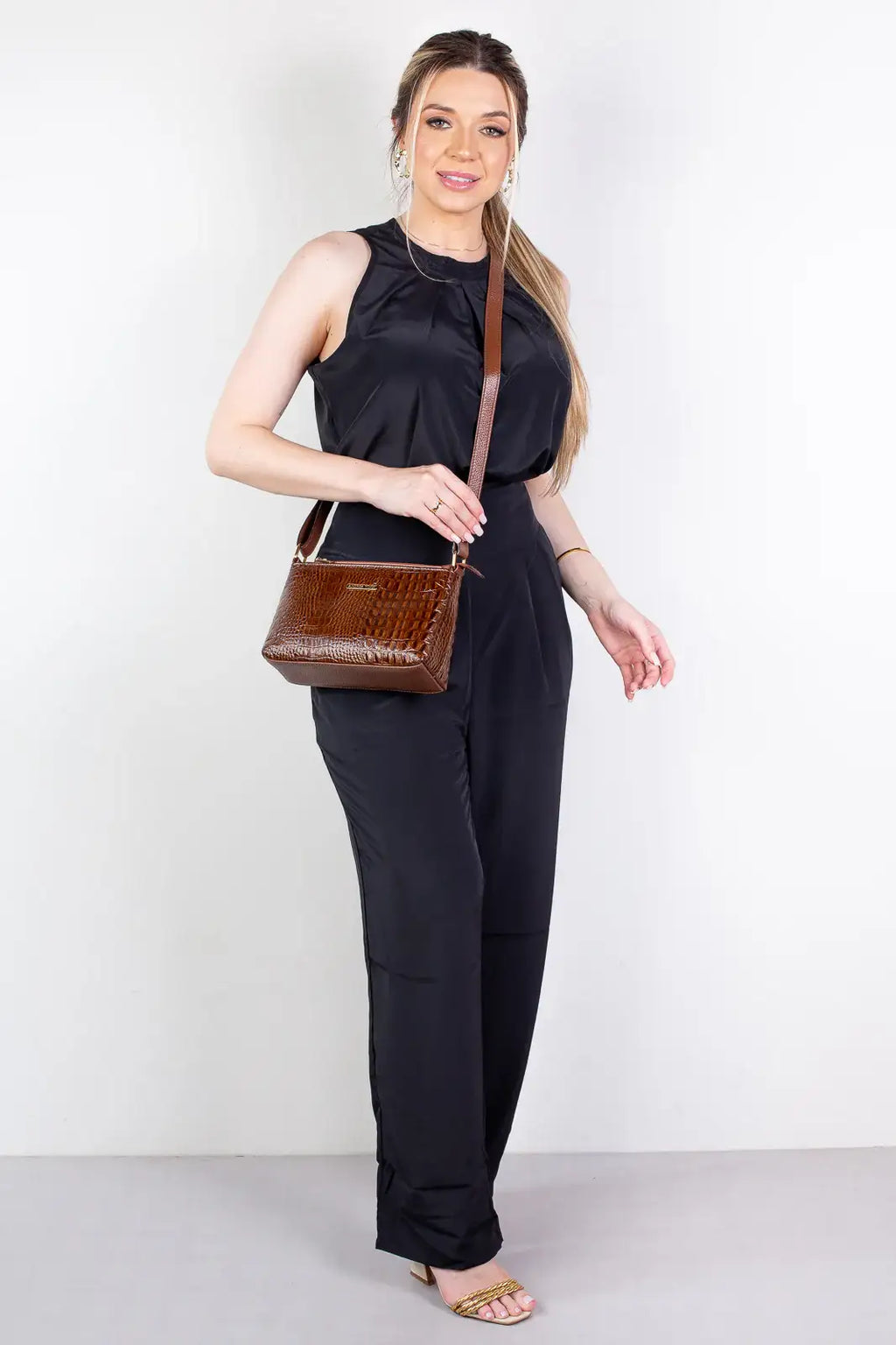 Bolsa pequena transversal de couro croco Iris - Enluaze