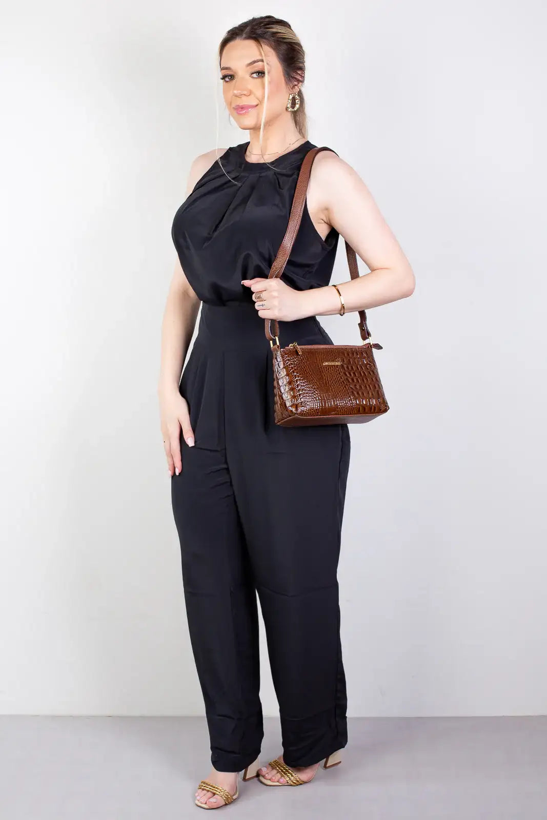 Bolsa pequena transversal de couro croco Iris - Enluaze