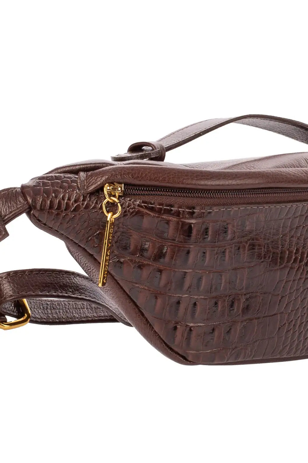Pochete feminina de couro croco Dália - Enluaze