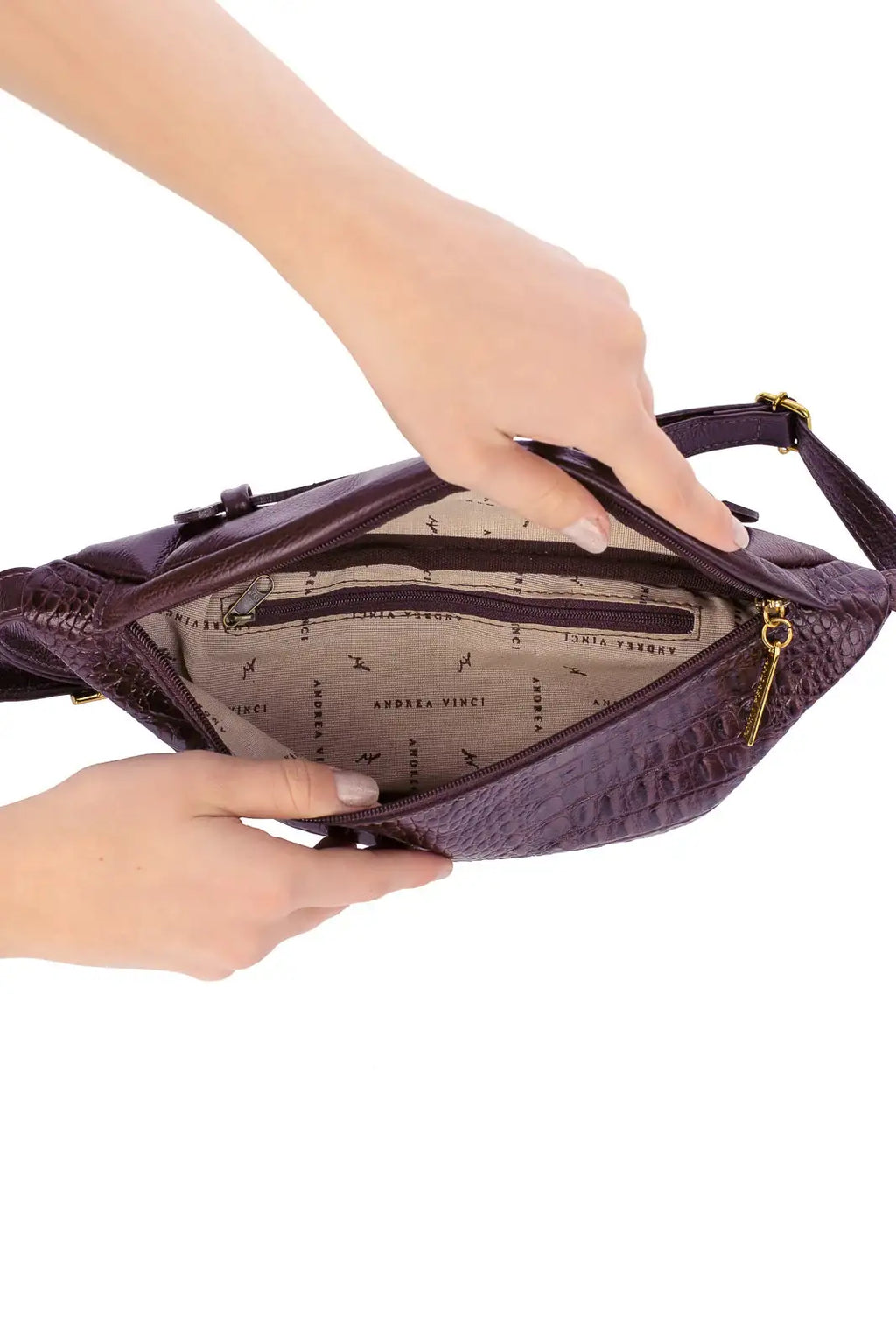 Pochete feminina de couro croco Dália - Enluaze