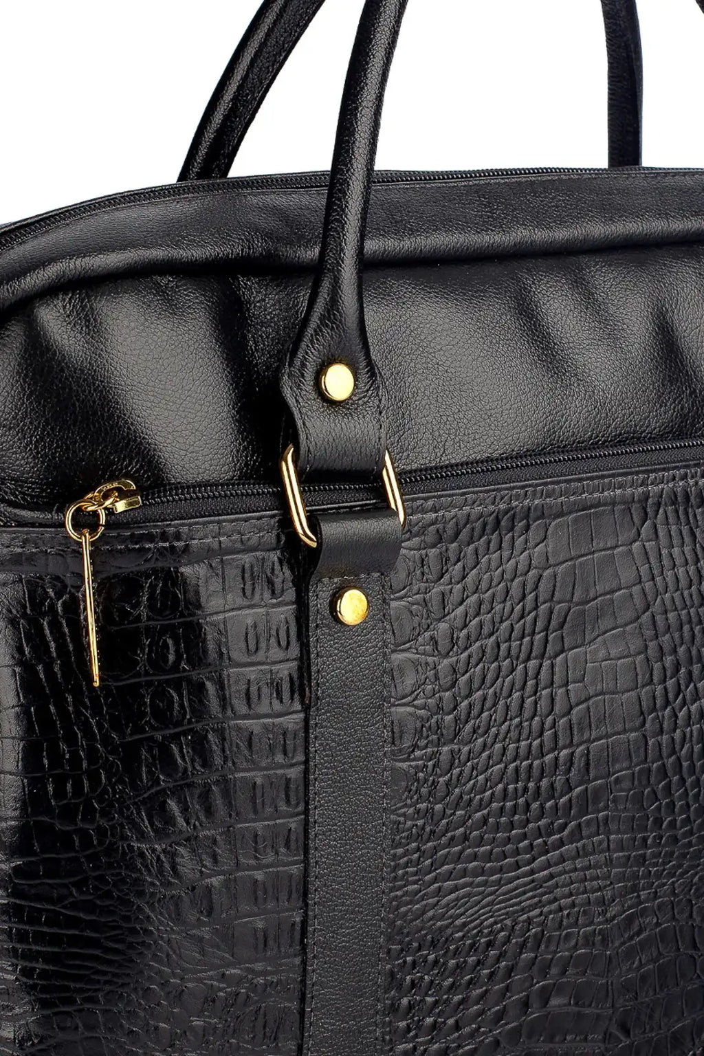 Pasta executiva grande de couro croco Scarlet - Enluaze