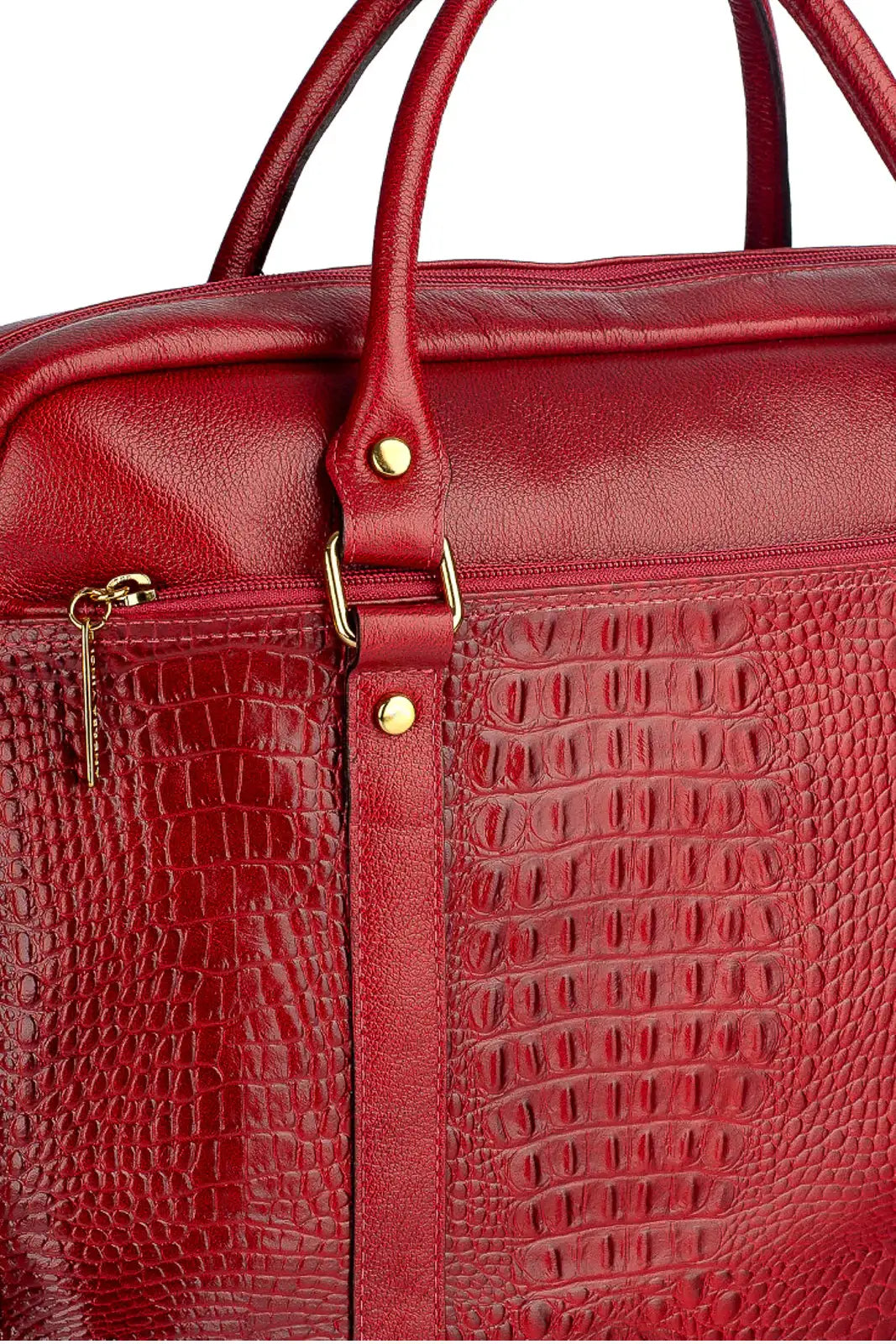Pasta executiva grande de couro croco Scarlet - Enluaze