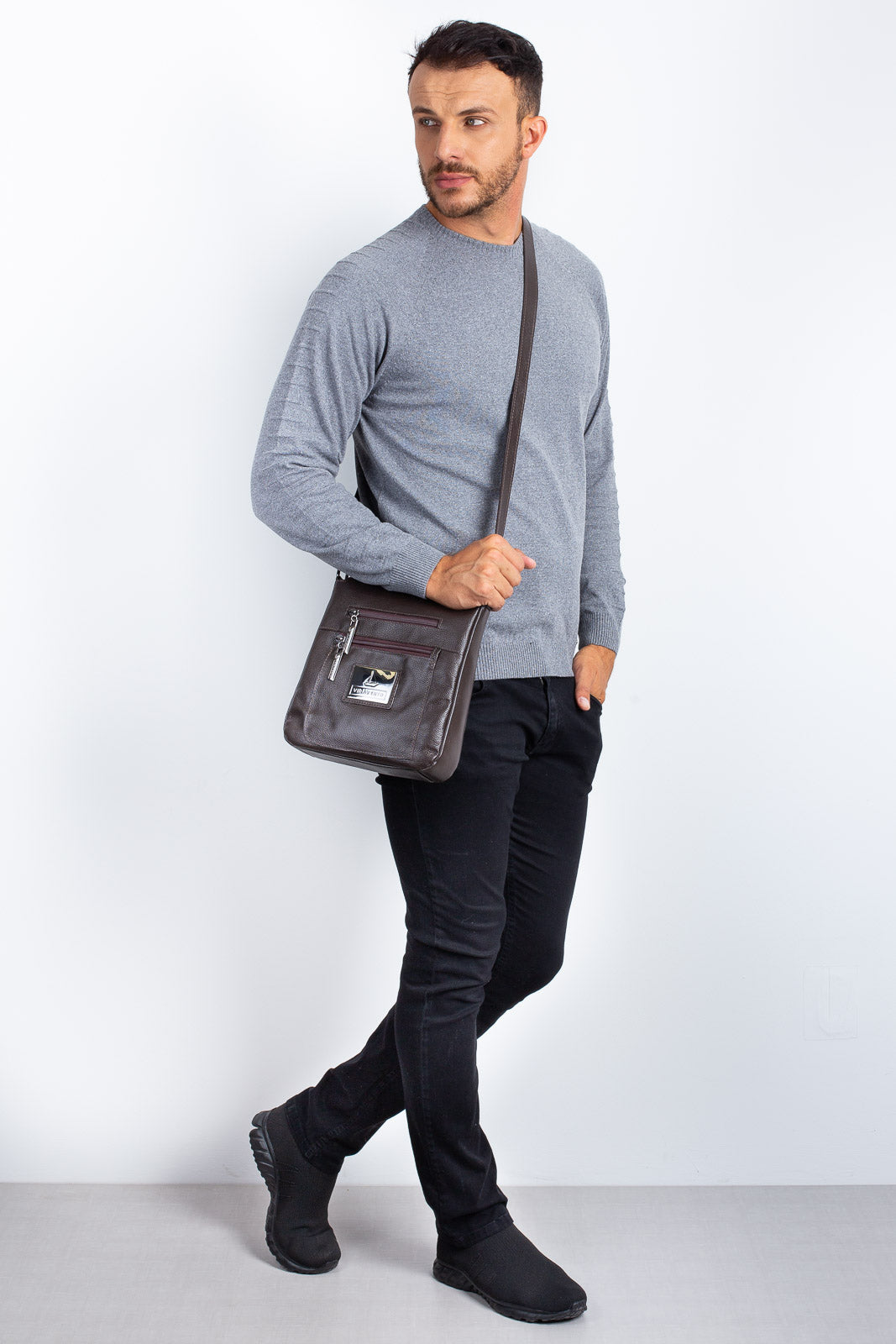 Bolsa de couro tiracolo Clovis