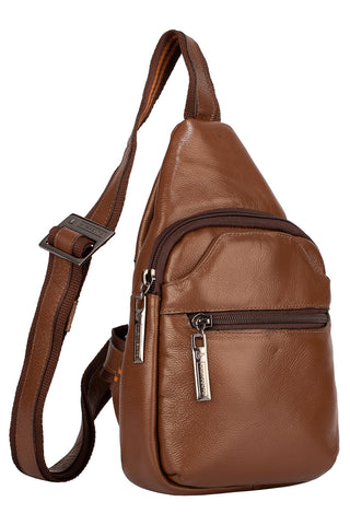 Mini mochila transversal de couro Jeff