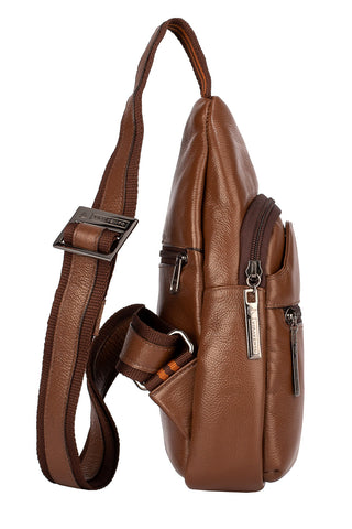 Mini mochila transversal de couro Jeff