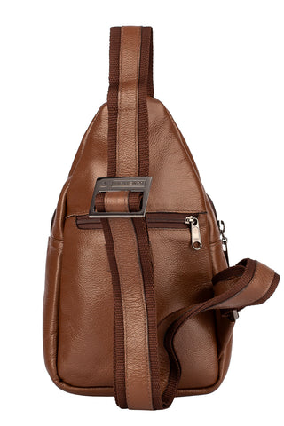 Mini mochila transversal de couro Jeff