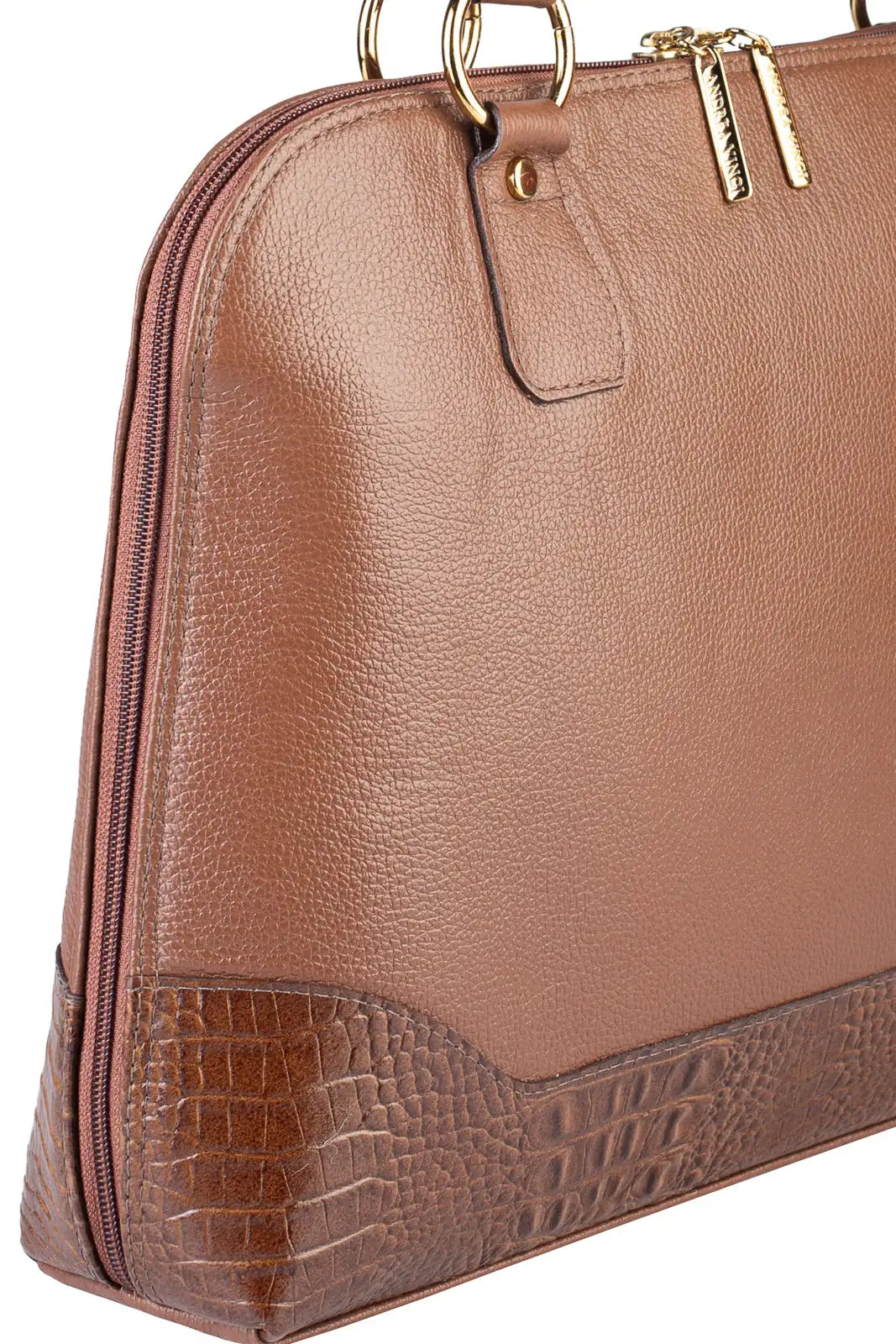 Pasta feminina executiva em couro liso Isabel - Enluaze