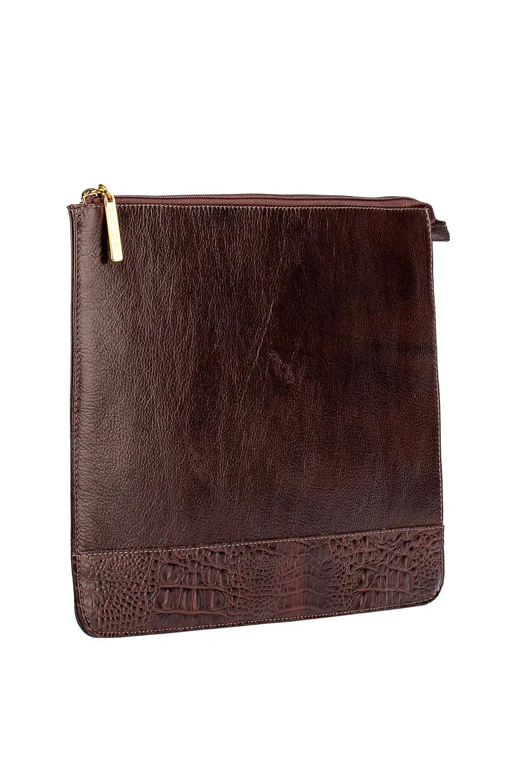 Pasta envelope de couro liso Bruna - Enluaze