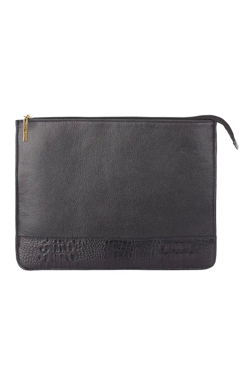 Pasta envelope de couro liso Bruna - Enluaze