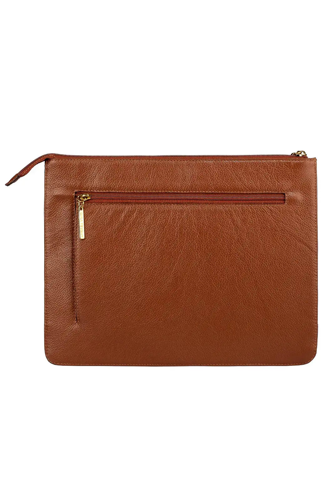 Pasta envelope de couro liso Bruna - Enluaze