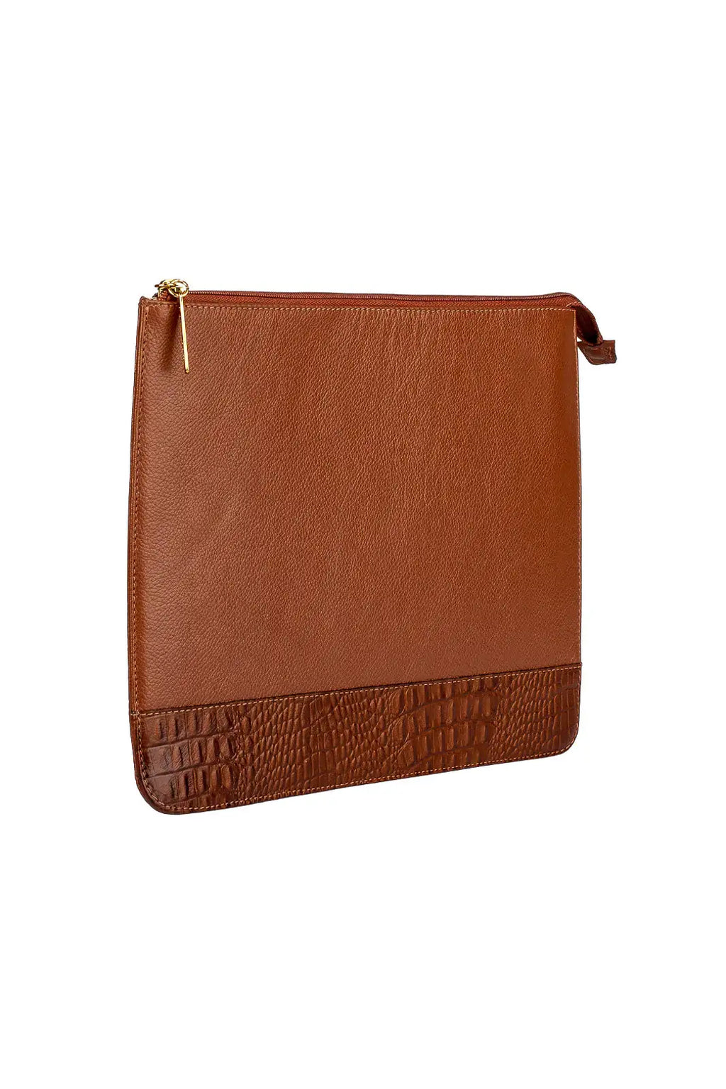 Pasta envelope de couro liso Bruna - Enluaze