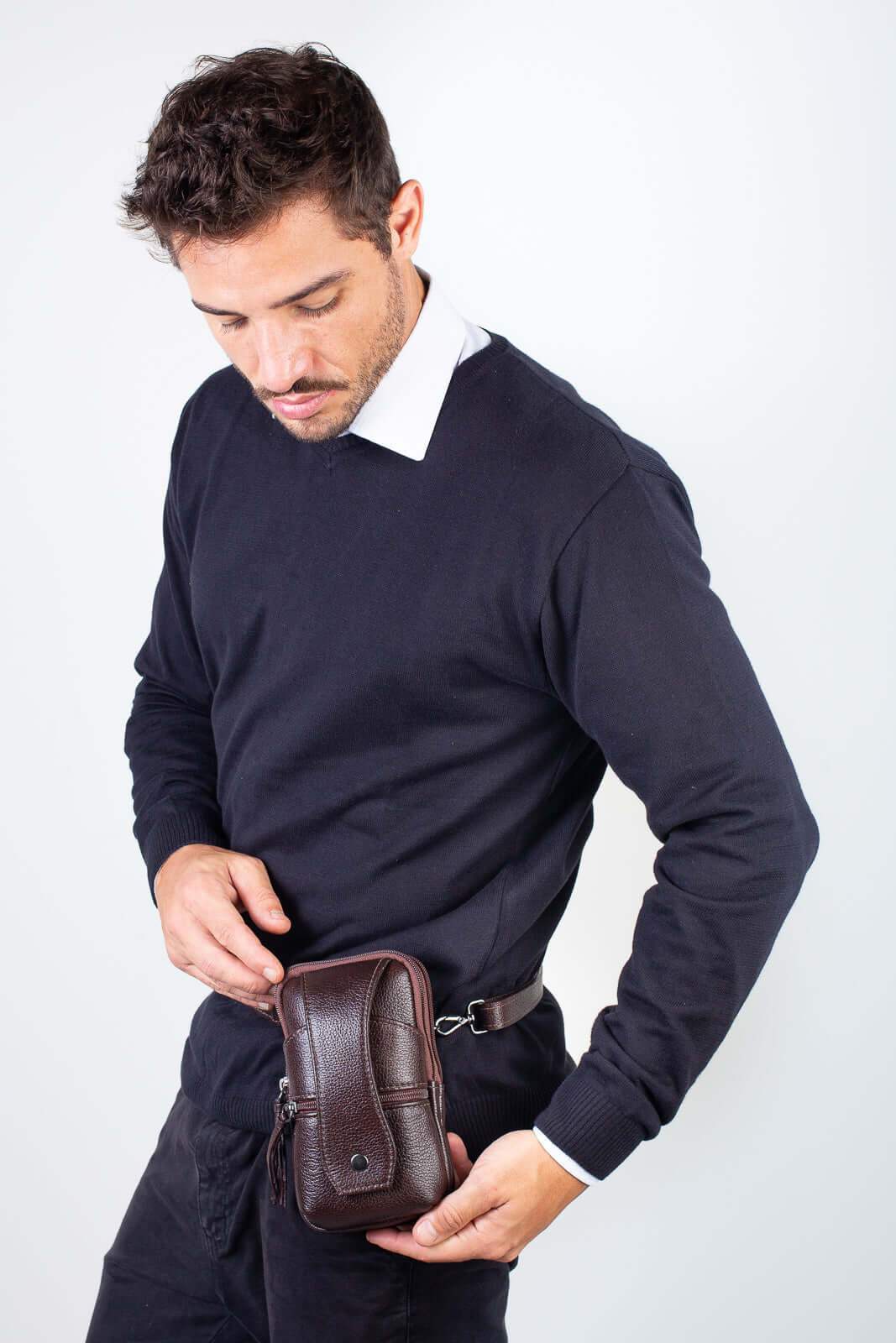 Bolsa shoulder bag pochete 2 em 1 de couro Vinni - Enluaze