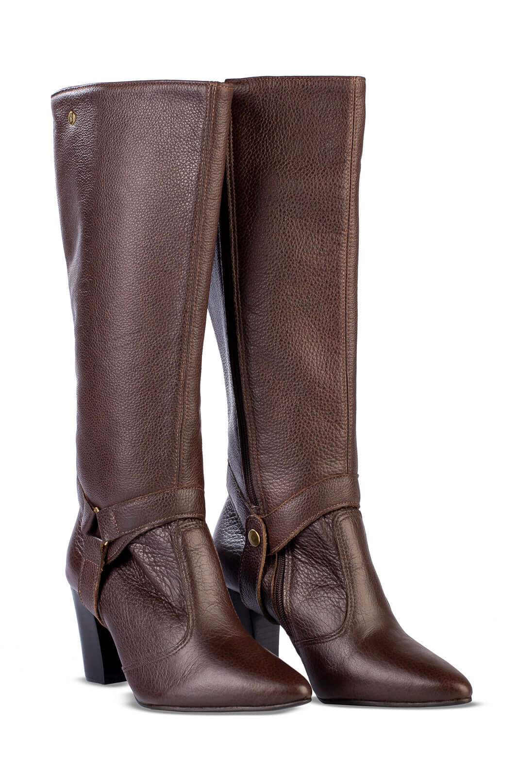 Bota de couro 2 em 1 salto grosso 052 - Enluaze