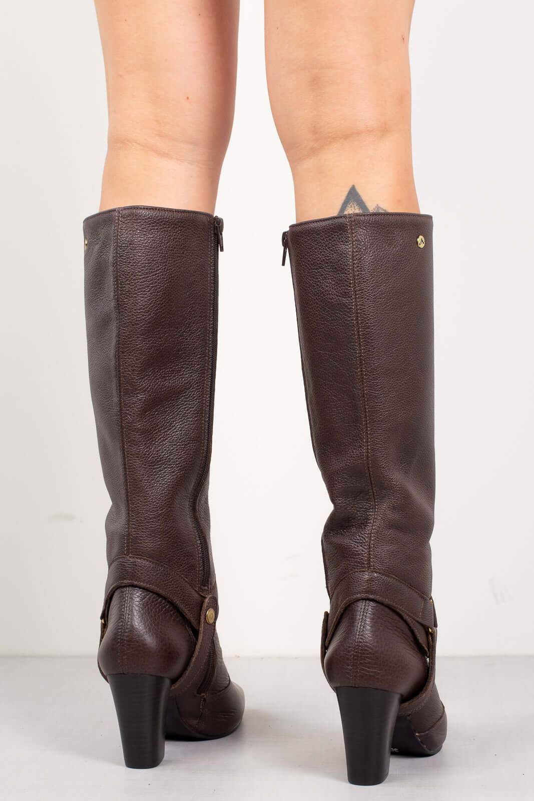 Bota de couro 2 em 1 salto grosso 052 - Enluaze