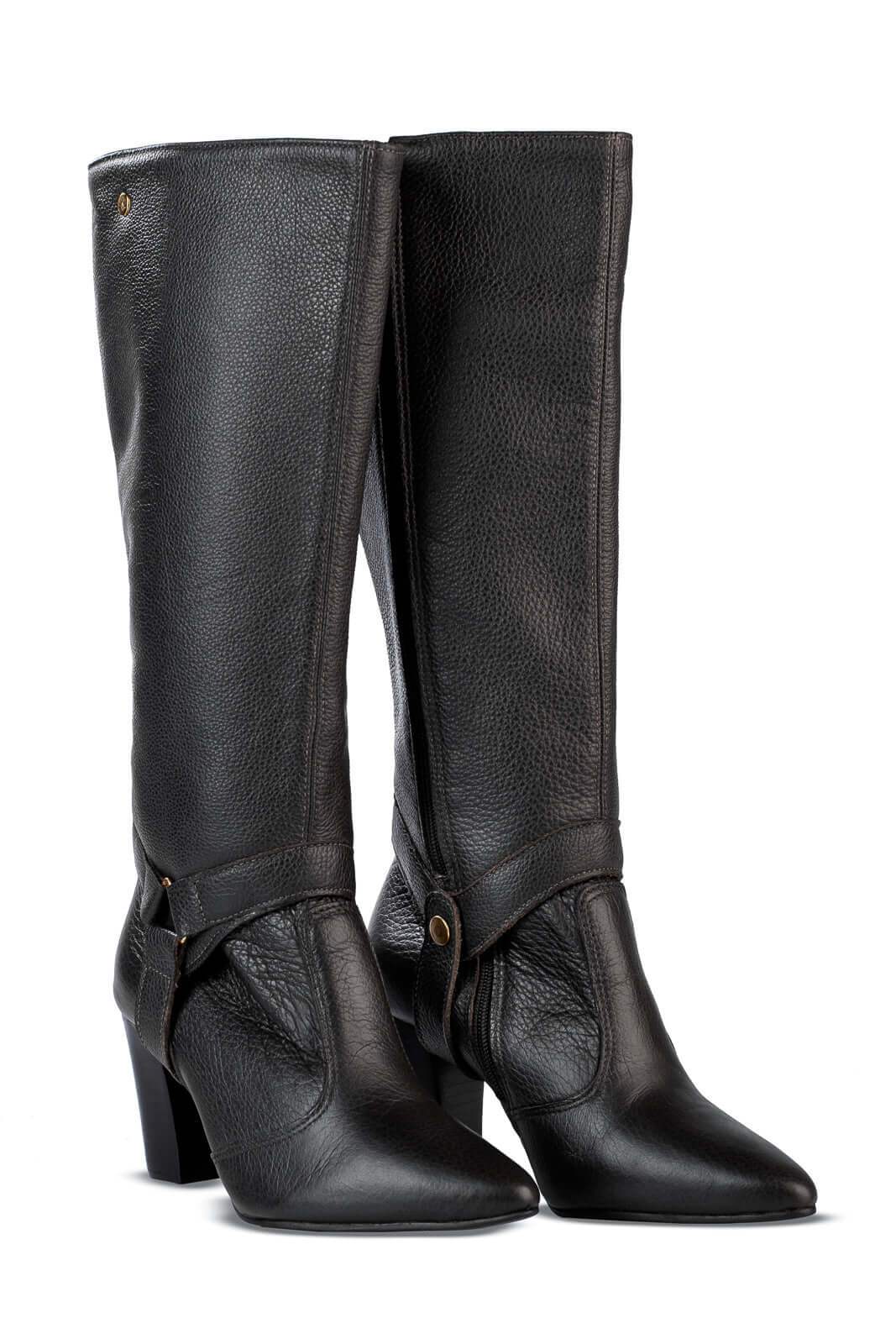 Bota de couro 2 em 1 salto grosso 052 - Enluaze