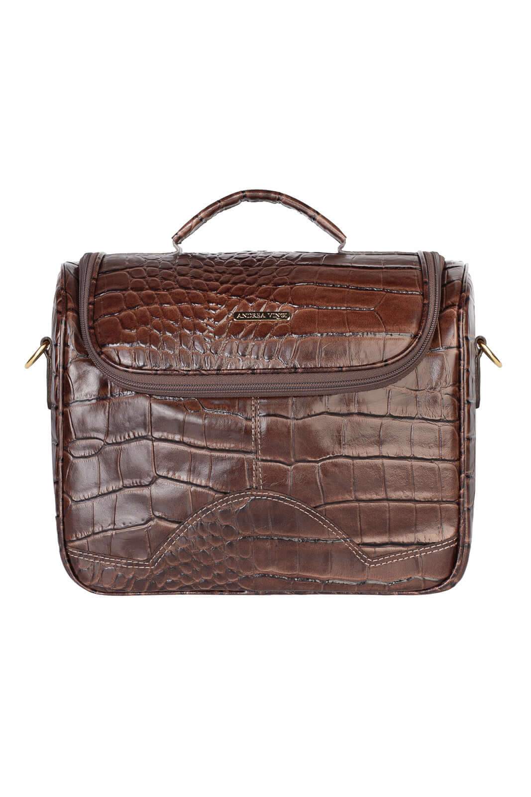 Frasqueira feminina de couro croco para viagem Roma - Enluaze