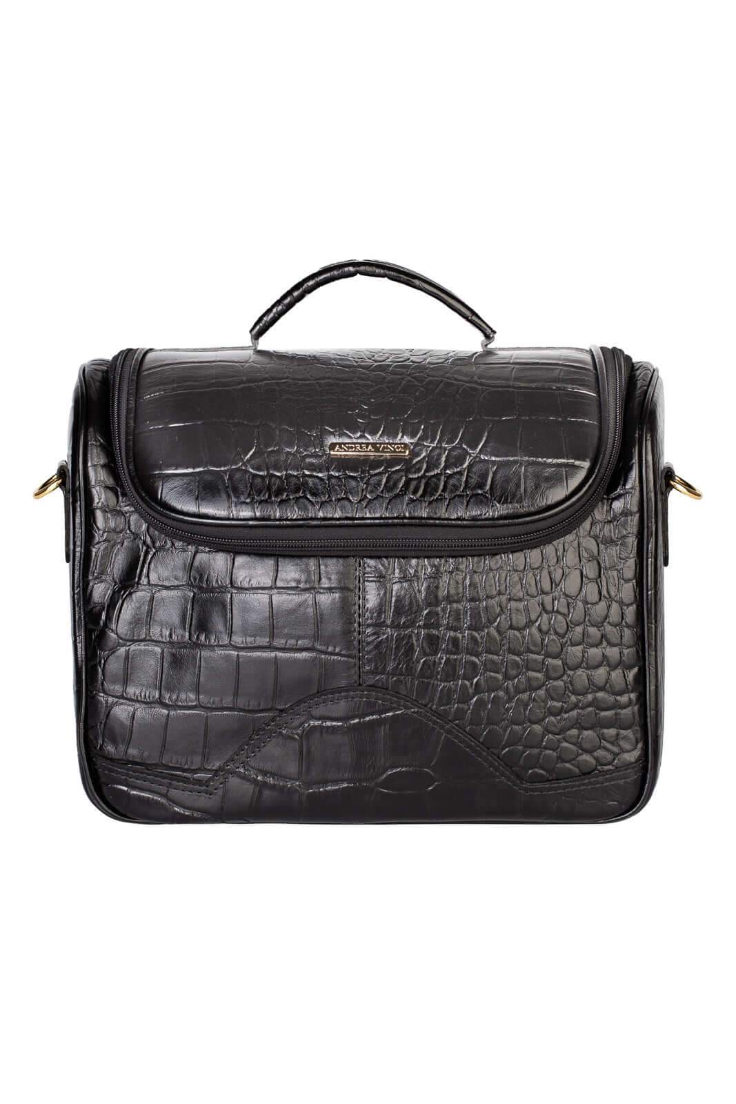 Frasqueira feminina de couro croco para viagem Roma - Enluaze