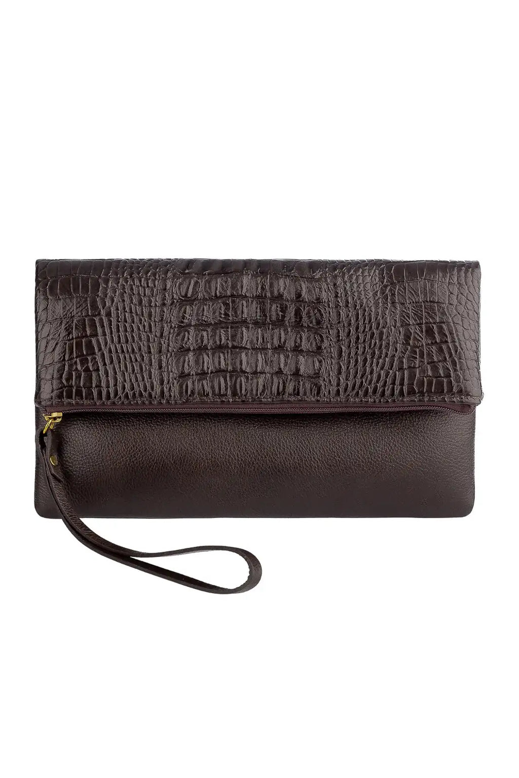 Clutch de couro croco Nikki - Enluaze