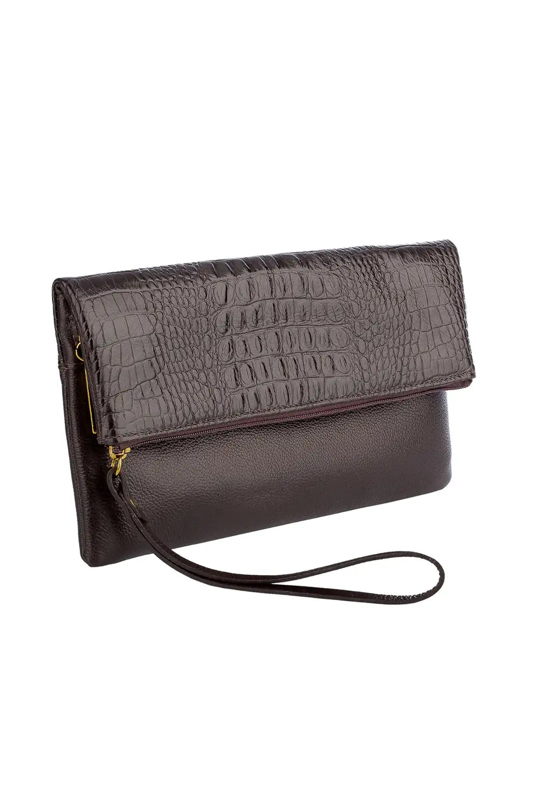 Clutch de couro croco Nikki - Enluaze