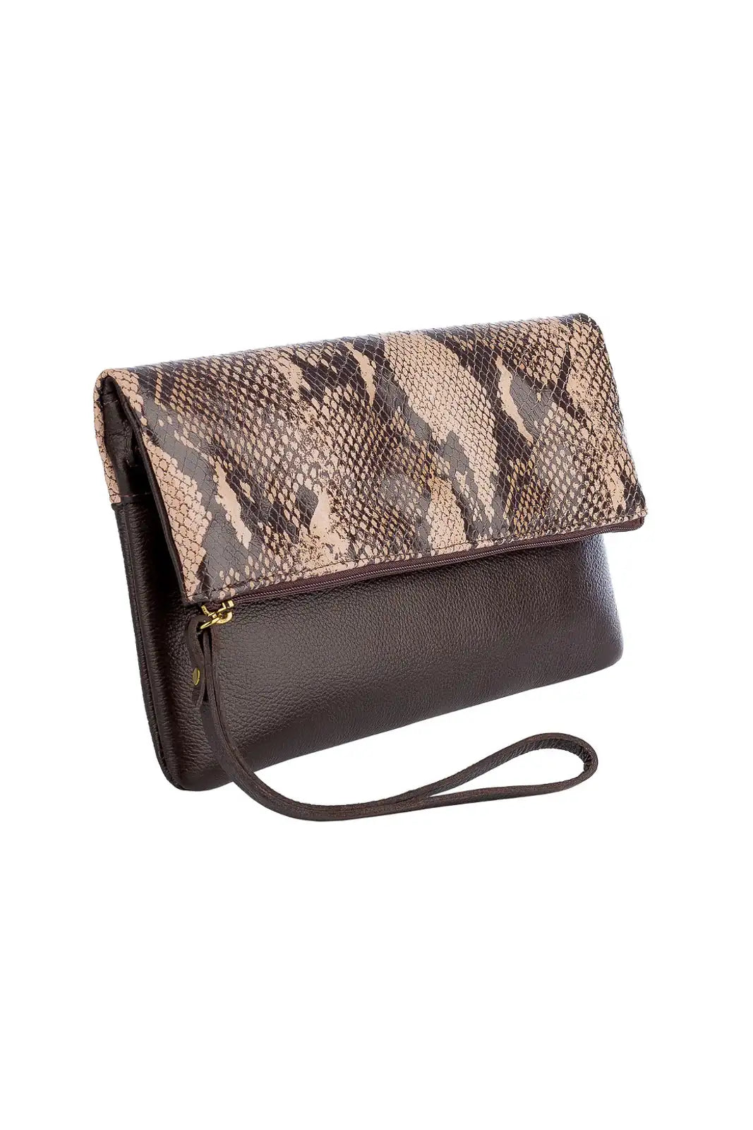 Clutch de couro estampado animal print Nikki - Enluaze