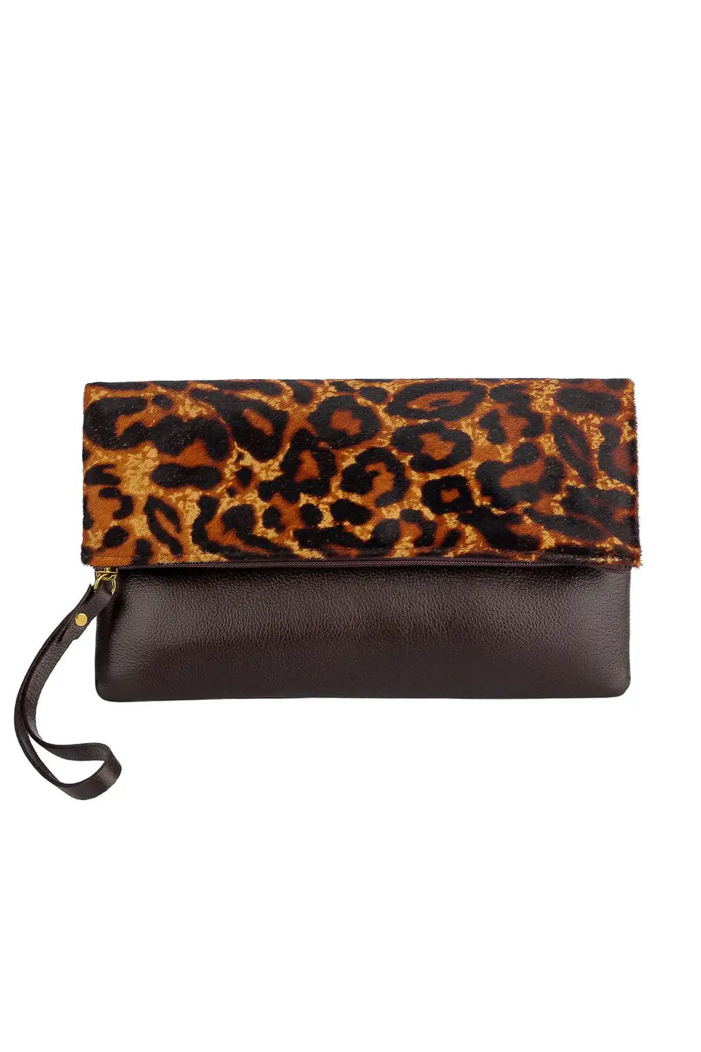Clutch de couro estampado animal print Nikki - Enluaze