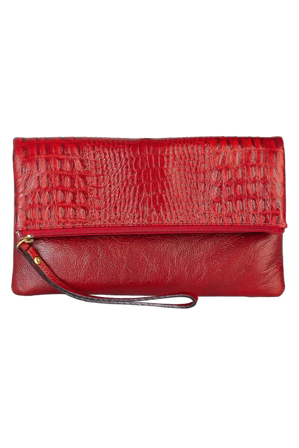 Clutch de couro croco Nikki - Enluaze