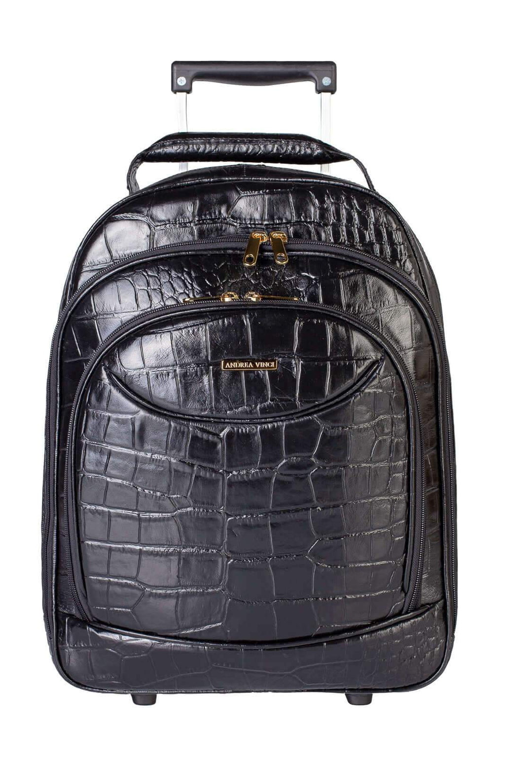 Mochila de carrinho feminina em couro croco Veneza - Enluaze