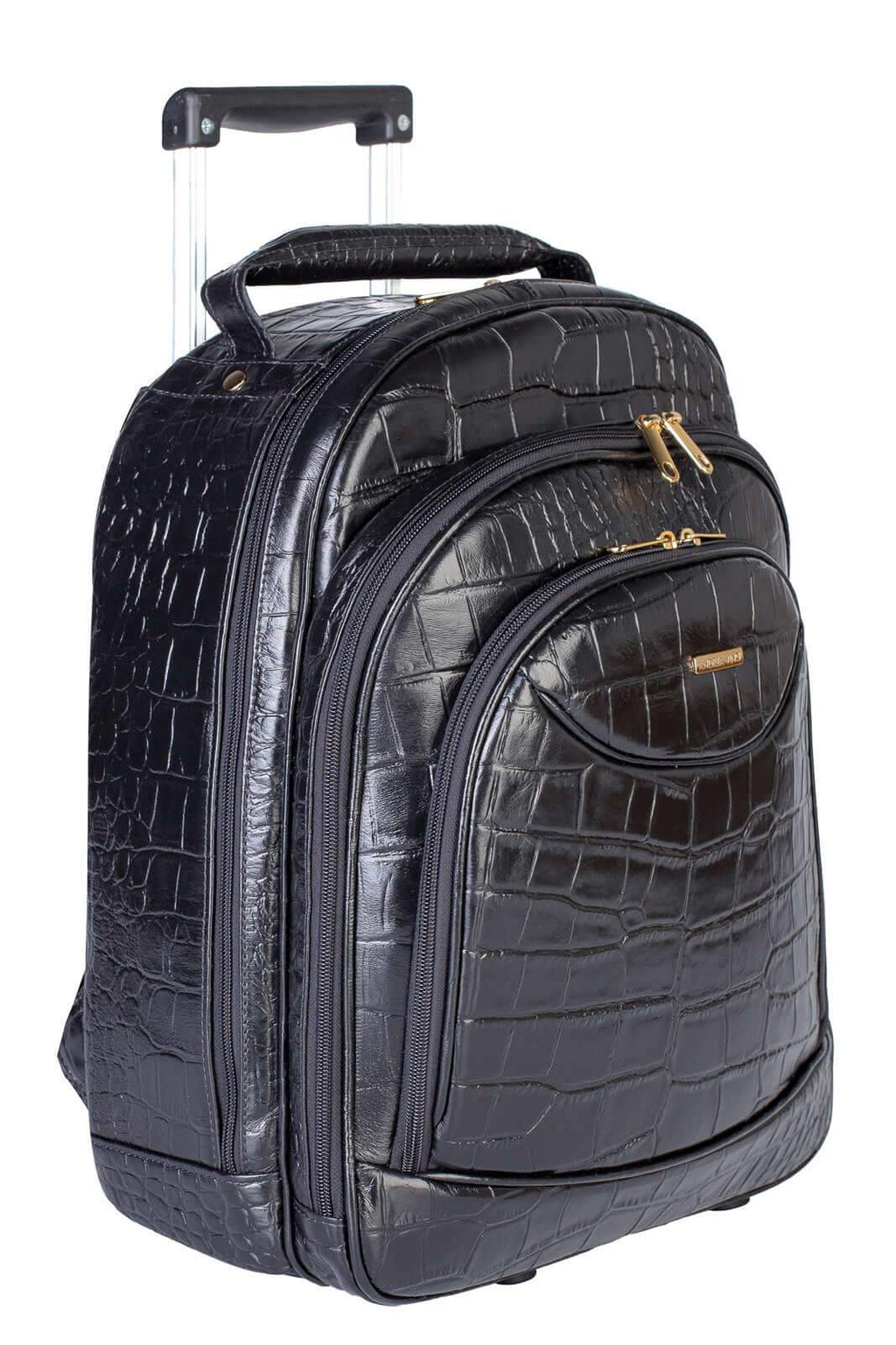 Mochila de carrinho feminina em couro croco Veneza - Enluaze