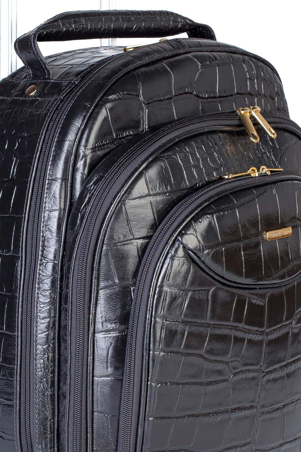 Mochila de carrinho feminina em couro croco Veneza - Enluaze