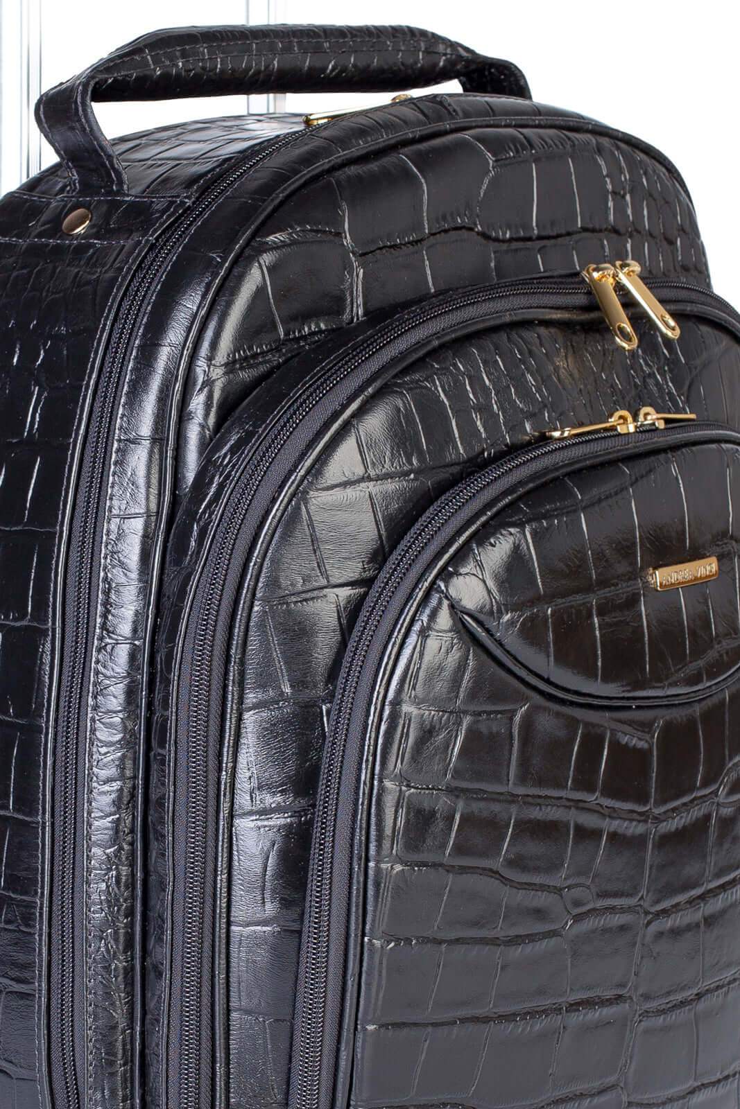 Mochila de carrinho feminina em couro croco Veneza - Enluaze