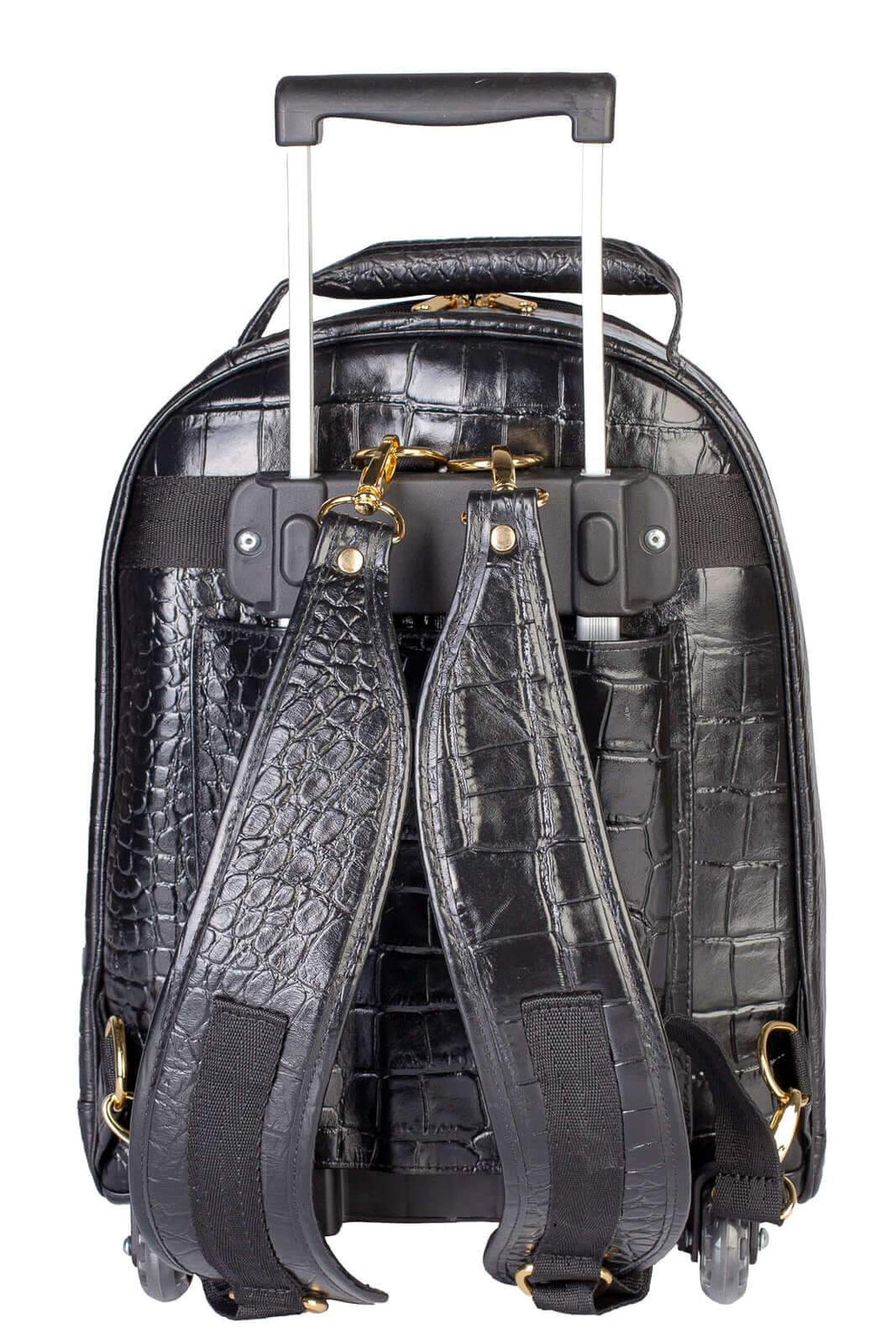 Mochila de carrinho feminina em couro croco Veneza - Enluaze