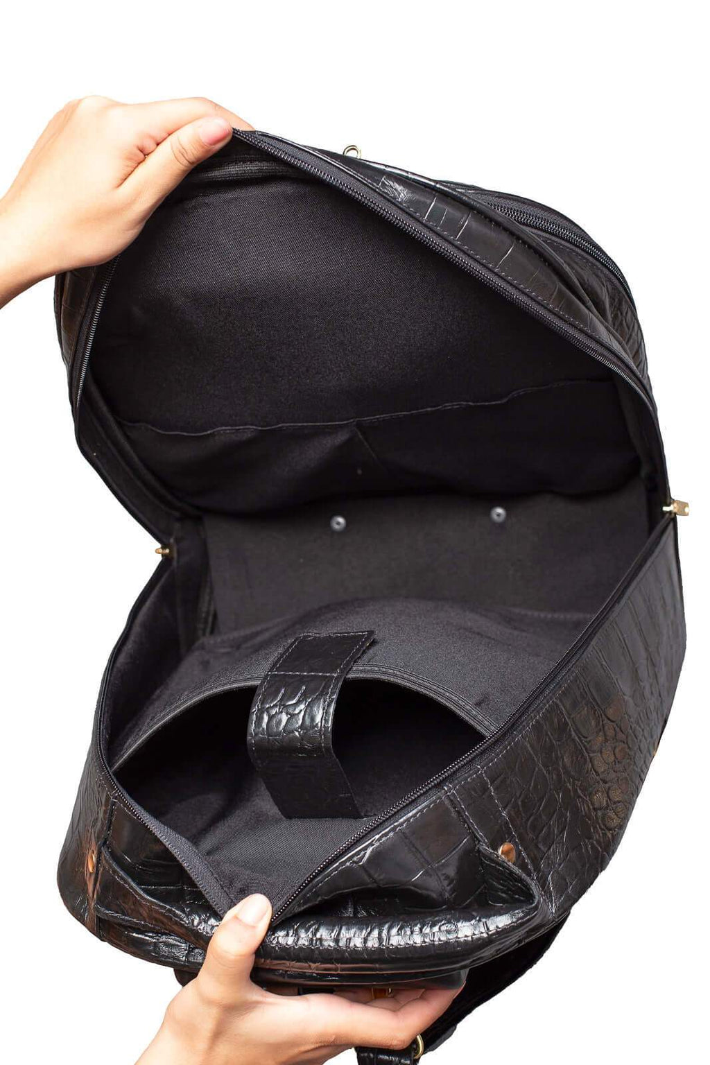 Mochila de carrinho feminina em couro croco Veneza - Enluaze