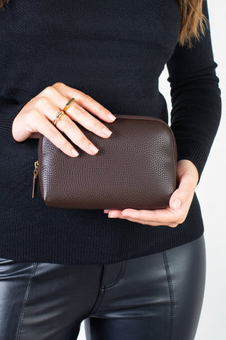 Necessaire de couro liso Duda 12x17x6cm