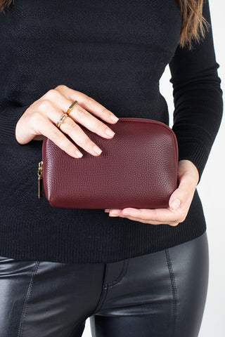 Necessaire de couro liso Duda 12x17x6cm